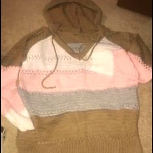 new crochet-like hooded sweater sz large.